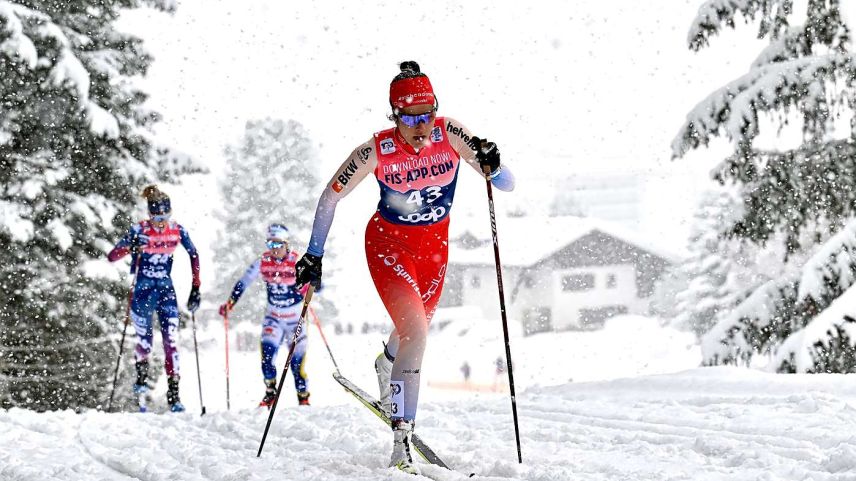 Giuliana Werro im Neuschnee. Foto: Stephan Bögli / Swiss-Ski