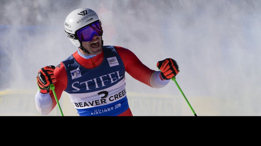 Der erlösende Jubelschrei. Thomas Tumler gewinnt sein erstes Weltcuprennen.  Foto: Swiss-Ski