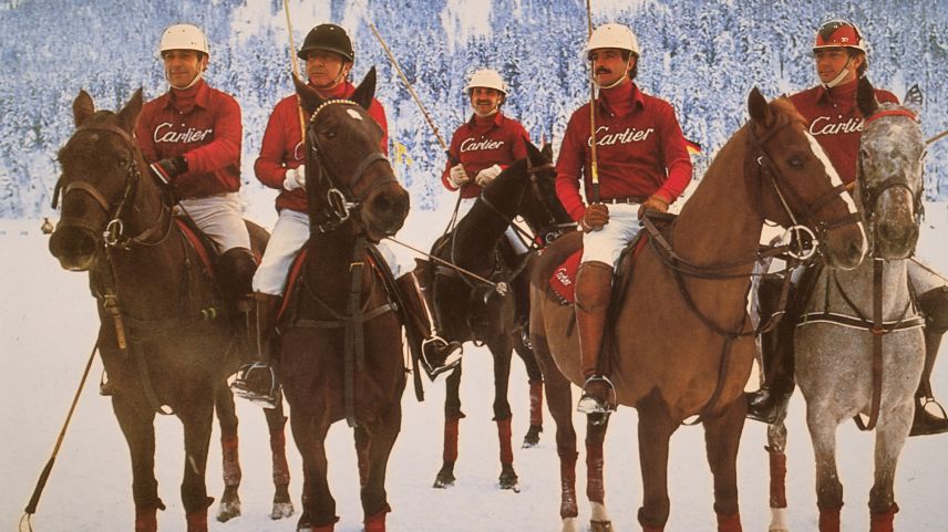 Die Spieler des ersten Snow Polo World Cup im Jahr 1985. Foto: z. Vfg