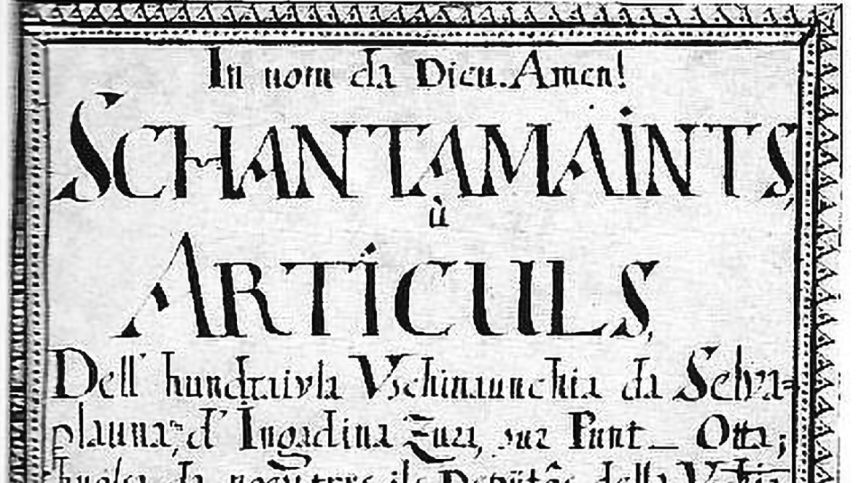 Dorfordnung von Silvaplana, 1671. Die erste überlieferte Dorfordnung ist noch älter: jene von Bever stammt aus dem Jahre 1584. Foto: Rechtsquellen des Kantons Graubünden.
