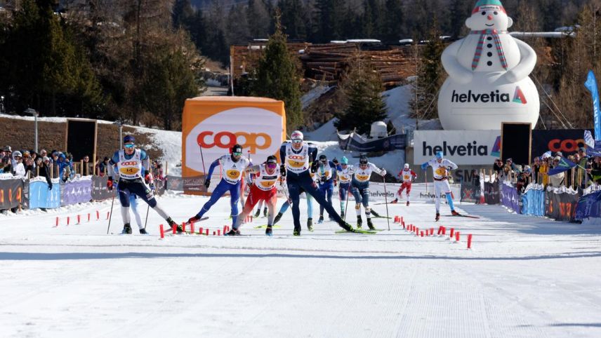 Zieleinlauf der Männer. In der Bildmitte Valerio Grond mit der Startnummer 1. Foto: swiss-image.ch/Arnd Wiegmann