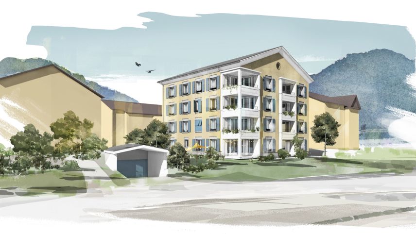 So könnten die Wohnhäuser in den Gebieten Promulins und Cristansains aussehen. Die Kirchgemeinde Oberengadin, Refurmo, gibt das Land der Mietergenossenschaft Insembel im Baurecht ab. Visualisierung: Cornelia Gann