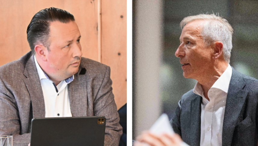 Claudio Dietrich, Vorsitzender der Flughafenkonferenz (links) und Cornel Widmer, Präsident der GPK S-chanf. Fotos: Reto Stifel und Jean-Marie Delnon