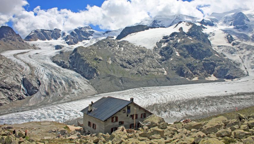 Die Chamanna da Boval befindet sich oberhalb des Morteratschgletschers. Foto: Sebastian Bahner