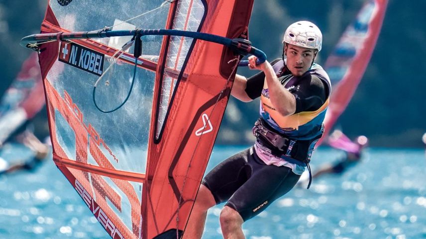 Der Schweizer Favorit Noam Kobelt. Foto:Engadinwind/Sailing Energy