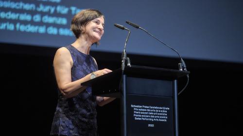 Die prämierte Paola Gianoli an der Preisverleihung in Carouge.            Foto: BAK, Adrian Moser 2022