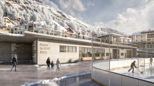 So soll der Sportplatz in Zukunft aussehen. Visualisierung: z. Vfg Gemeinde Pontresina